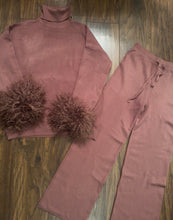 Load image into Gallery viewer, Mongolian fur knitted tracksuits