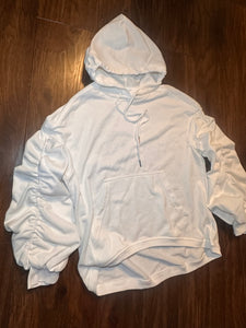 Ruffle hoodie white