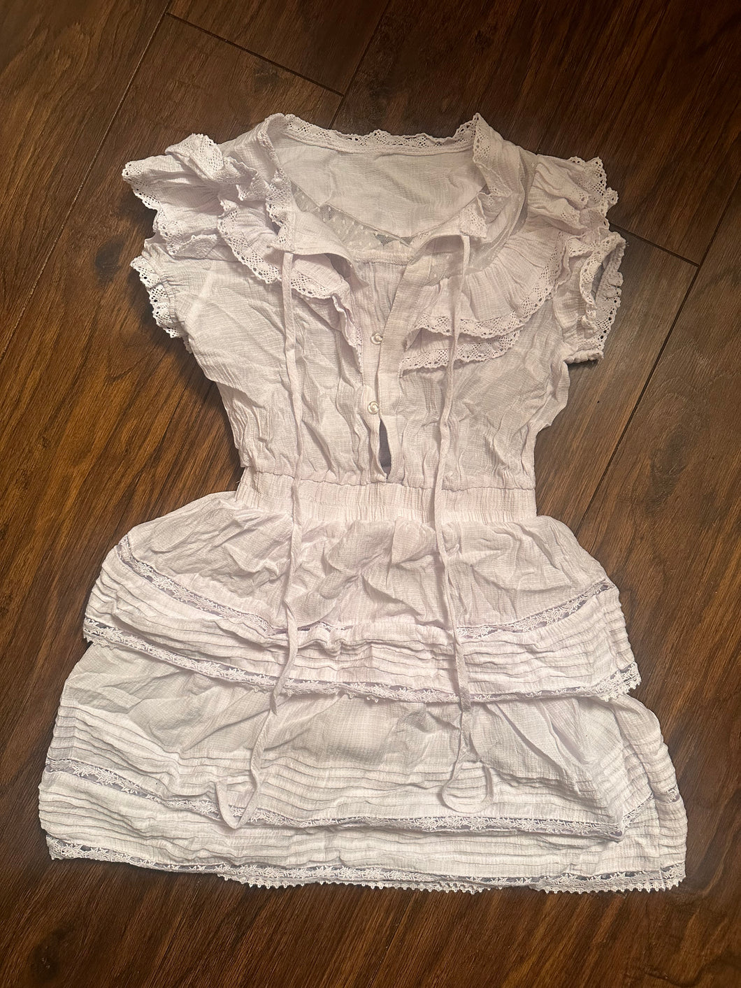 White ruffle mini dress