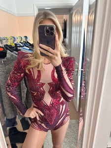 Structured shoulder diamanté playsuit
