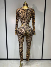 Load image into Gallery viewer, Diamanté leopard jumpsuit
