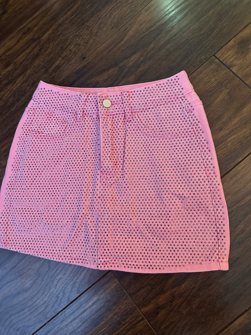 Diamante denim mini skirt