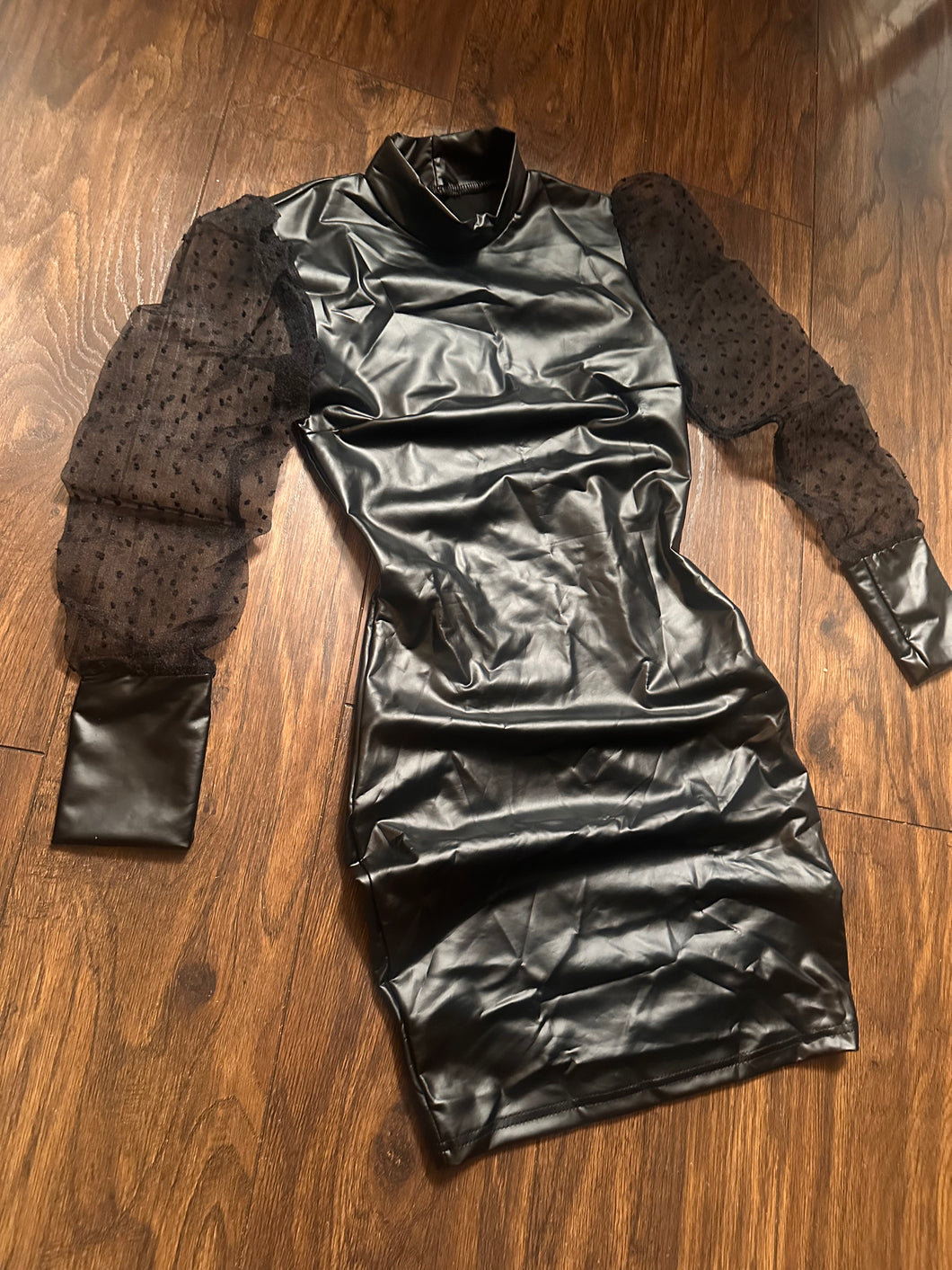 Pu leather mini dress