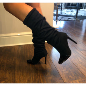 Slouched heeled boots