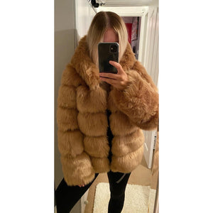 Luxury hooded faux fur