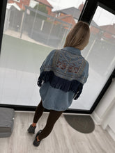 Load image into Gallery viewer, Embroidered fringe denim jacket
